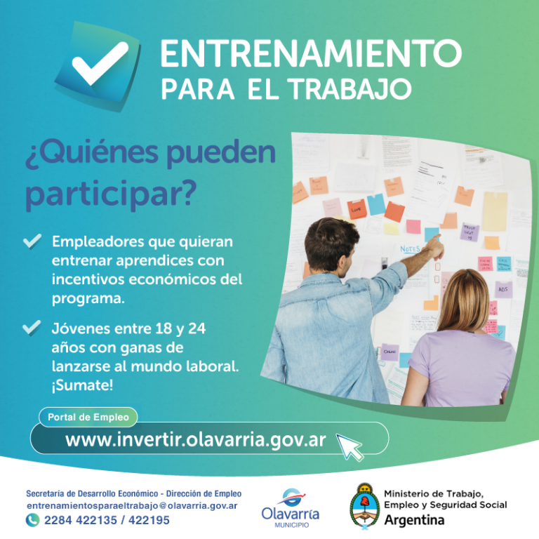 Se promueven 30 Proyectos de Entrenamiento para el Trabajo – Olavarría ...